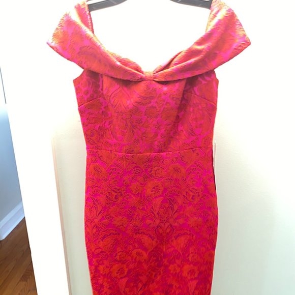 Theia couture off-the-shoulder fitted sheath, size 4 - Picture 1 of 6